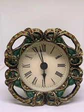 vtg 1990 shontek jeweled enamel battery operated quartz table clock works