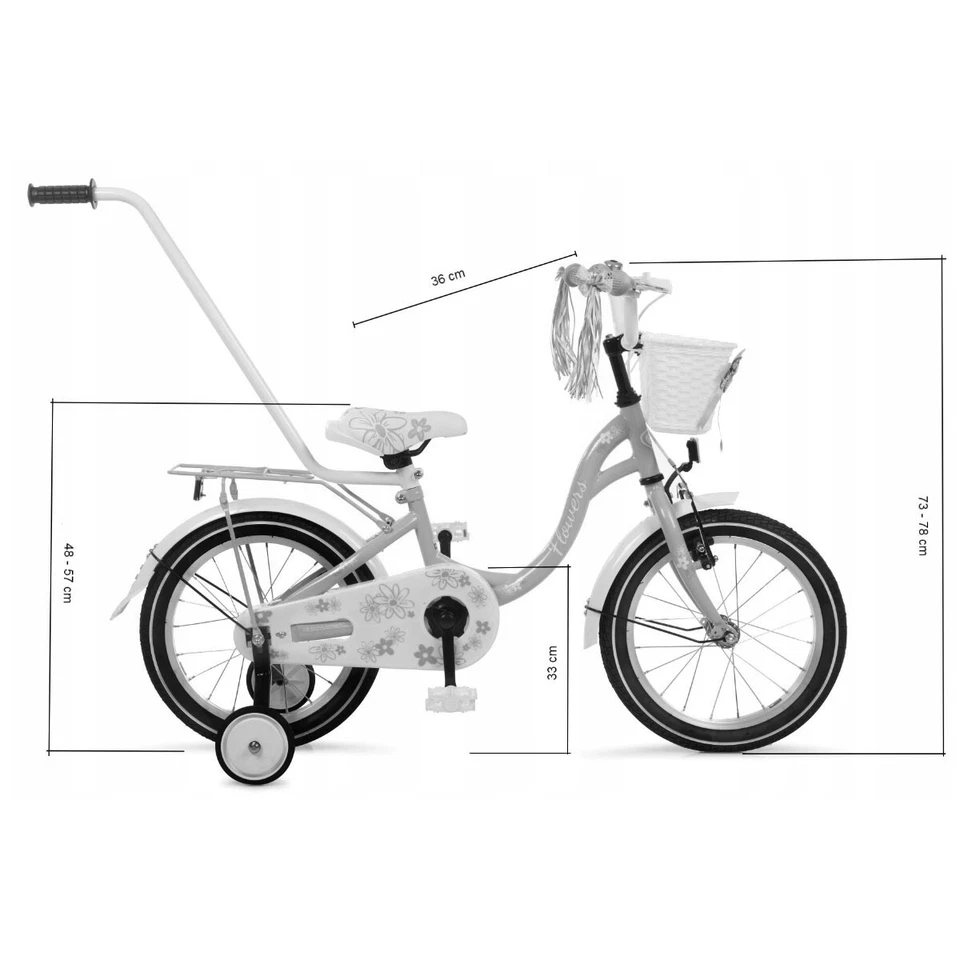 FLOWERS Kinderfahrrad 16" Mädchenfahrrad Kinder Rad Bike Spielrad - Weiß/Blau - Bild 4 von 4