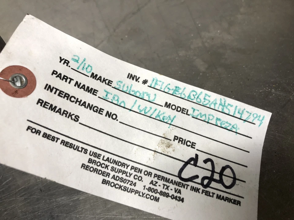 Subaru Impreza 2010 2,5 transmisión automática interruptor de encendido cilindro de bloqueo y llave OEM Foto 4 de 4