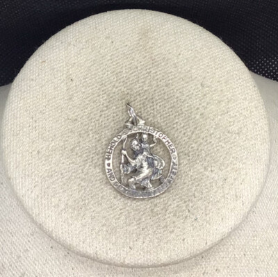 Vintage Sterling Silver 925 Religious St. Christopher Pendant S417