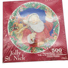 Jolly St. Nick Santa Puzzle Interlocking 500 Pieces Christmas 20.5" Gibson NEW
