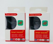 Smart Bracelet Wristband Sports Pedometer Distance Tracker Bluetooth Black 2 Pcs