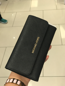 michael kors wallet black and gold