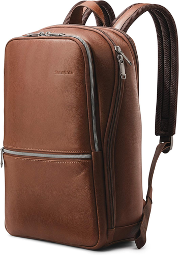 Classic Leather Slim Backpack, Cognac , One Size