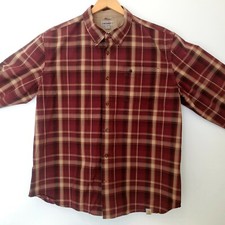 Carhartt 2XL Men's Shirt Plaid Button Down Long Sleeve Deep Burgundy Color