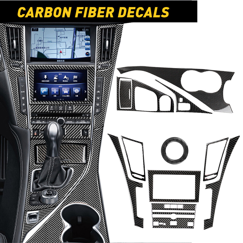 11x Carbon Fiber Full Interior Kit Set Trim Cover For Infiniti Q50 Q60 2014-2019