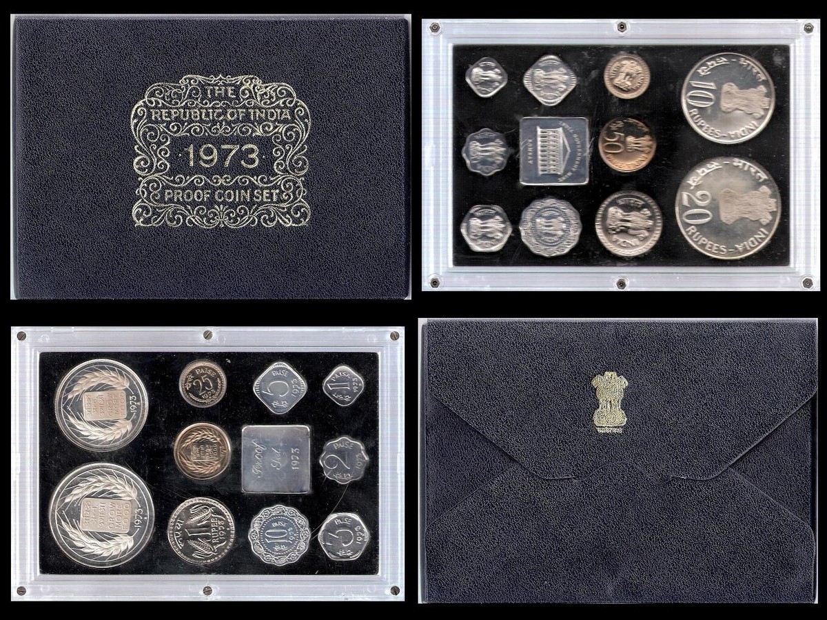 インドFAOコインセット 1973 India 1973 Official F.A.O. Grow more Food 10-Coin Proof Set Sliver