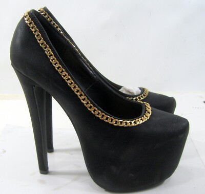 Black 6.5''Stiletto High Heel 2.5''Hidden Platform Shoes Women Size  7.5