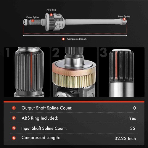 Rear Driver Axle Shaft for Jeep Wrangler JL 18-25 Gladiator 20-25 with E-Locker - Picture 2 of 10