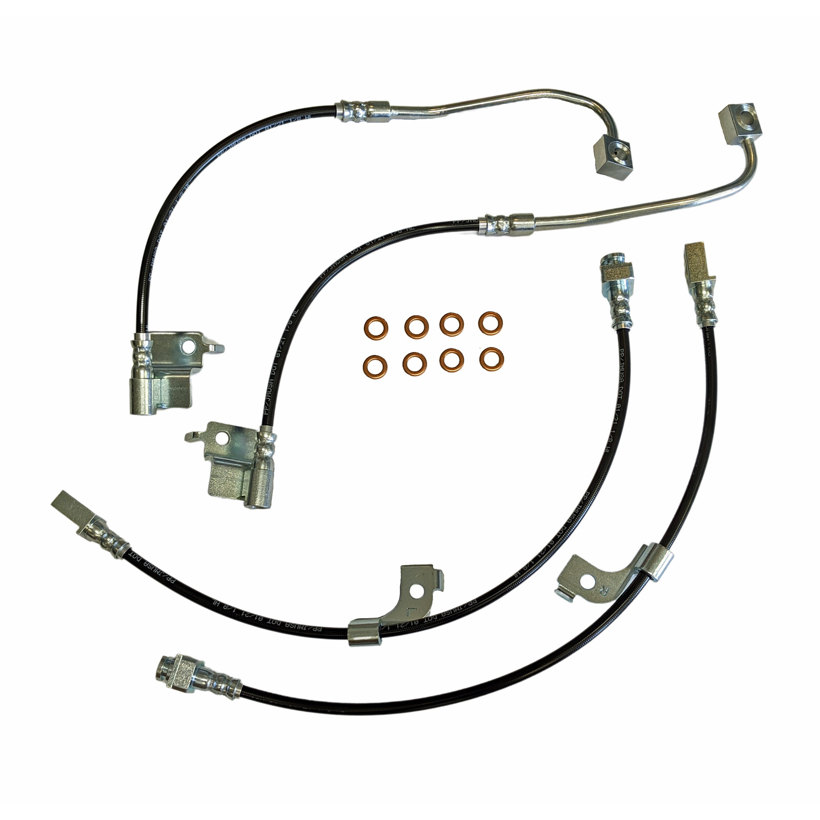 2015-2020 Ford GT350 & GT350R Front & Rear Stainless Steel Brake Hose Kit - B...