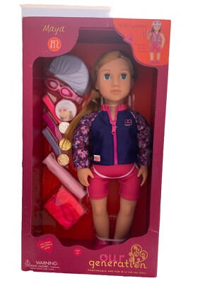 Our Generation Doll Swimmer MAYA Swimsuit, Jacket, Metals, Towel