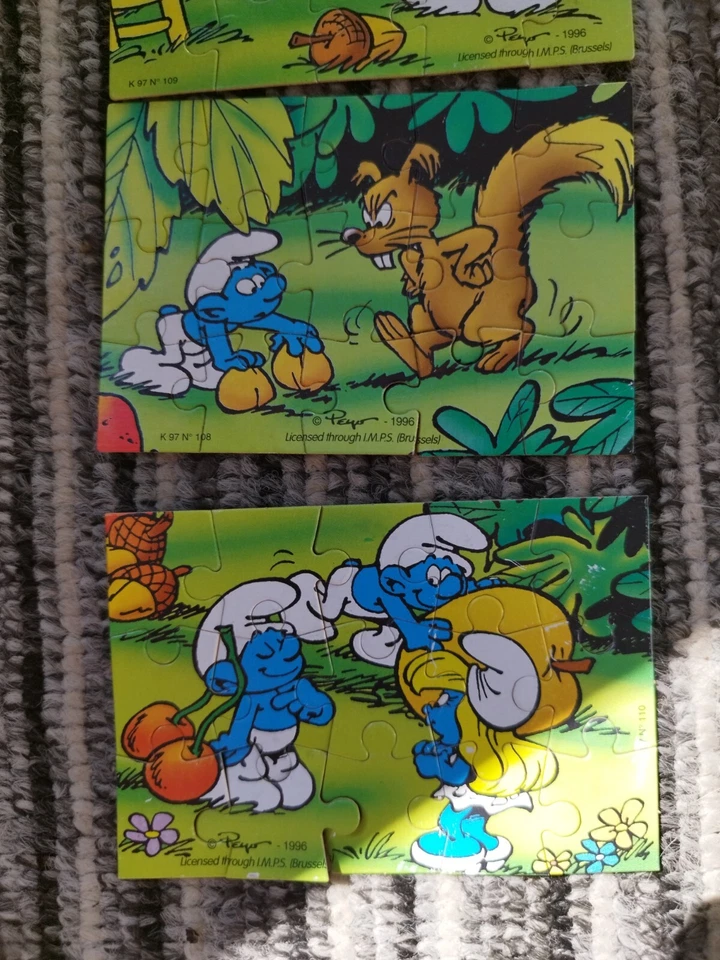 7 Stück Alte Schlumpfen Puzzle Mini - Bild 3 von 4