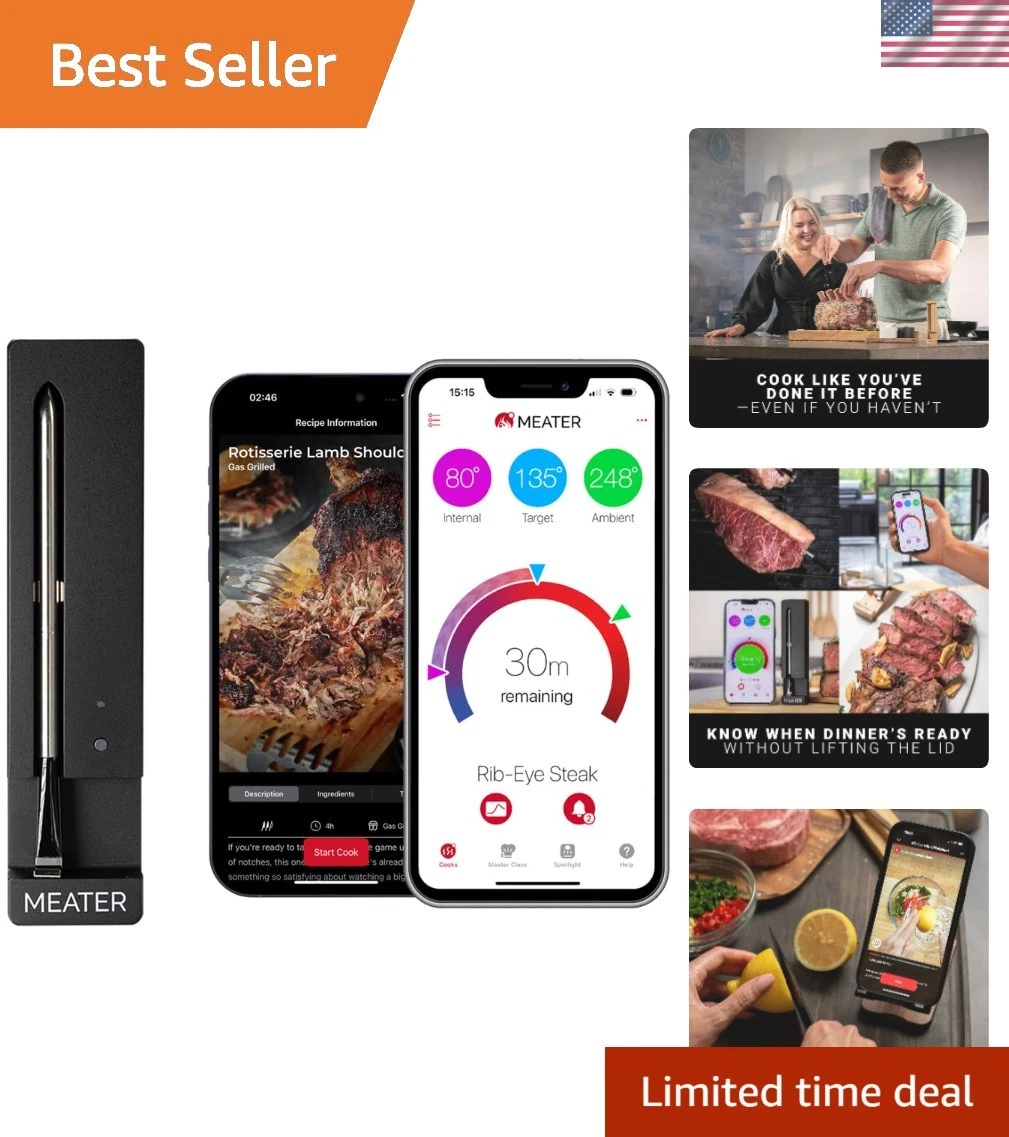 Dishwasher Safe Bluetooth Meat Thermometer – Monitor Your Cooking Effortlessly
