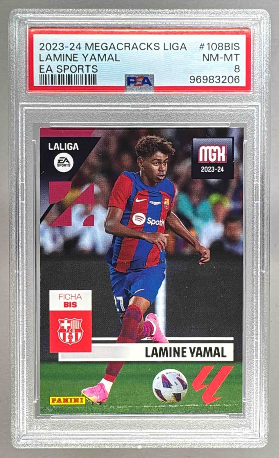 Lamine Yamal 2023 Panini Megacracks LaLiga EA Sports #108 bis RC PSA 8