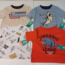 365 Kids Garanimals Boys Recess Shark Dino T-shirt Size 5 Lot Of 4 Shirts
