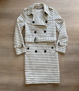 Veste trench longue décontractée boutonnée rayée Coach pour femme 83343 à personnaliser