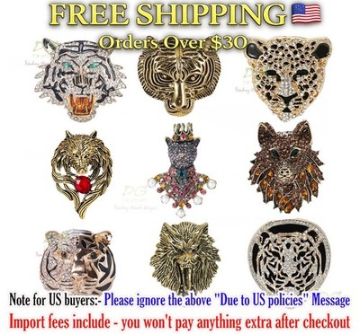 Hot Sale Rhinestone Leopard Pin Tiger Badge Wolf Brooch Gift Jewelry Accessories