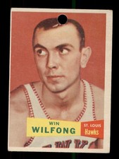 1957-58 TOPPS BASKETBALL #65 WIN WILFONG ROOKIE RC HAWKS (HOLE PUNCH)