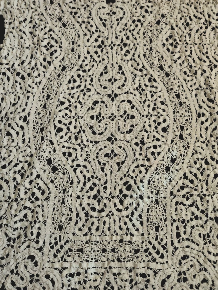 Antiguo corredor de mesa de encaje bobina hecho a mano y 8 manteles individuales aguja encaje aguja trabajo Foto 3 de 4