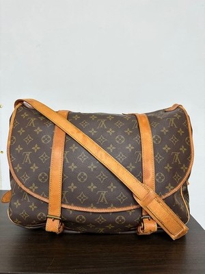 Louis Vuitton Monogram Saumur 43 cm Schultertasche Messenger Bag Braun M42252...
