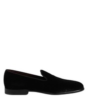Dolce & Gabbana Black Velvet Slip On Loafers Formal Men's Shoes Authentic