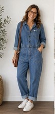 Vintage Lee Union-Alls Coverall Jumpsuit Womens Size XL Blue Denim Utility