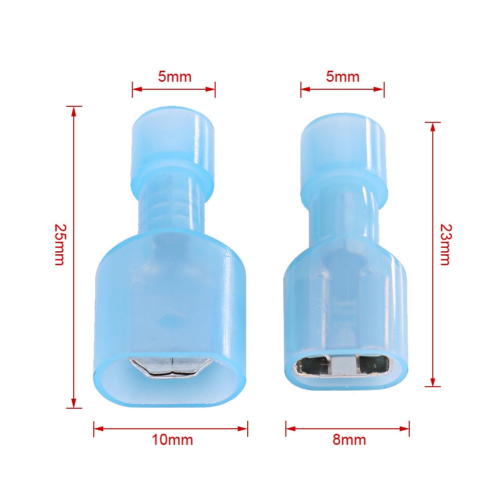 Male & Female Insulated Spade 100pcs Blue 16-14AWG Male & Female