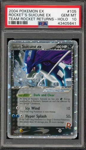 Pokemon Rocket's Suicune EX Holo Team Rocket Returns 105/109 PSA 10 Gem Mint