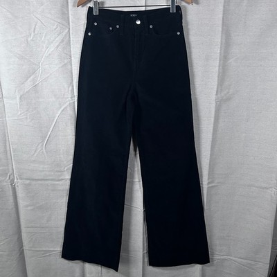 J.Crew NWT High Rise Wide Leg Corduroy Pants Black 26T Tall Re-Imagined Stretch