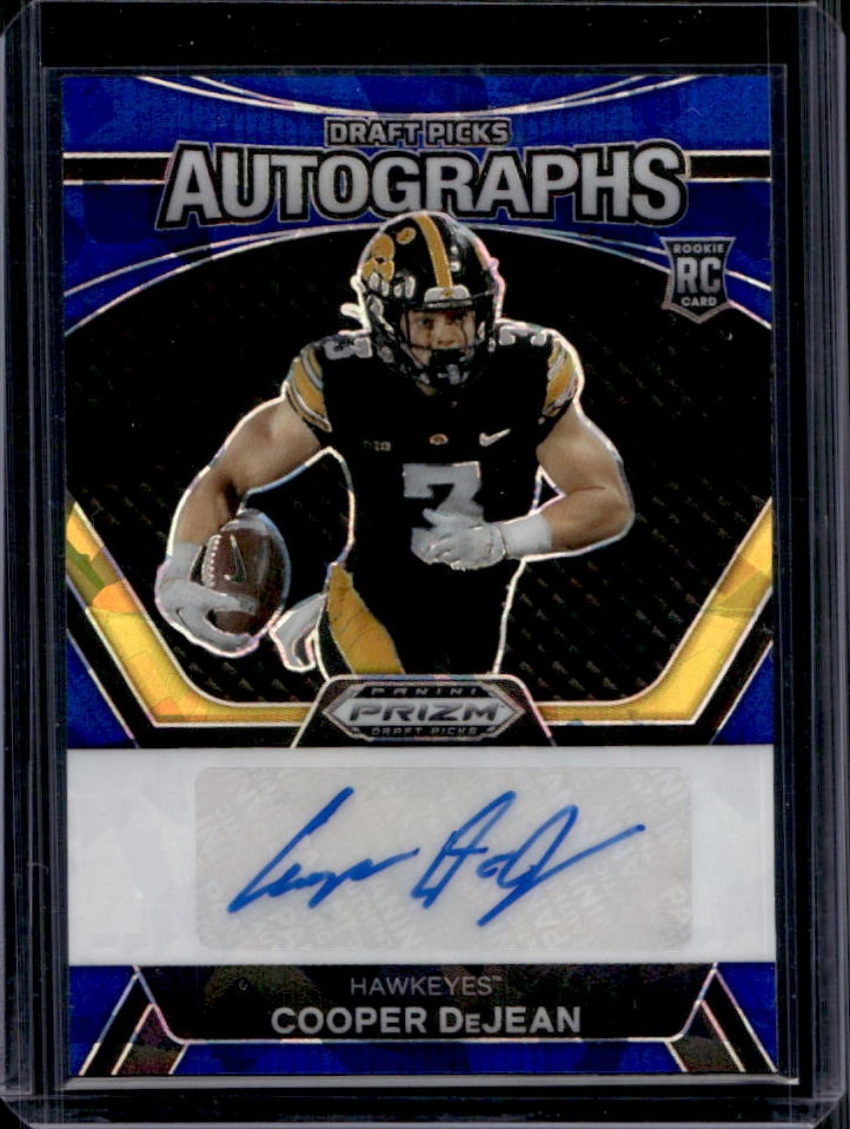 2024 Prizm Draft Picks Cooper DeJean Pick Auto RC Blue Ice #/75 Hawkeyes