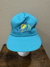 Vintage St Augustine Florida Cap Hat Blue Beach Sun Sail Boat Snapback USA Made