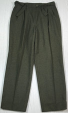 Vintage 80s Pleated Wool Pants Womens Euro 50 US 18 Green Belted Made In Spain