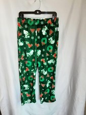 Snoopy PEANUTS Christmas Pajama Pants Green Unisex Adult Size Large -NEW - L1