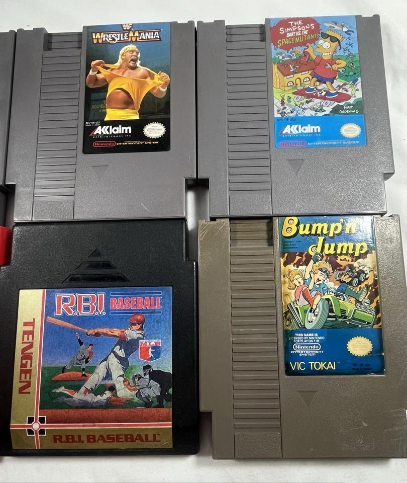 Lote de juegos NES (6) Dr Mario WrestleMania Simpsons RBI Béisbol Bump’n Jump COMO ESTÁ Foto 3 de 4