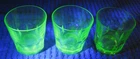 Set of 3 Vintage Depression Uranium Glass Tumbler Drinking Glasses ⭐