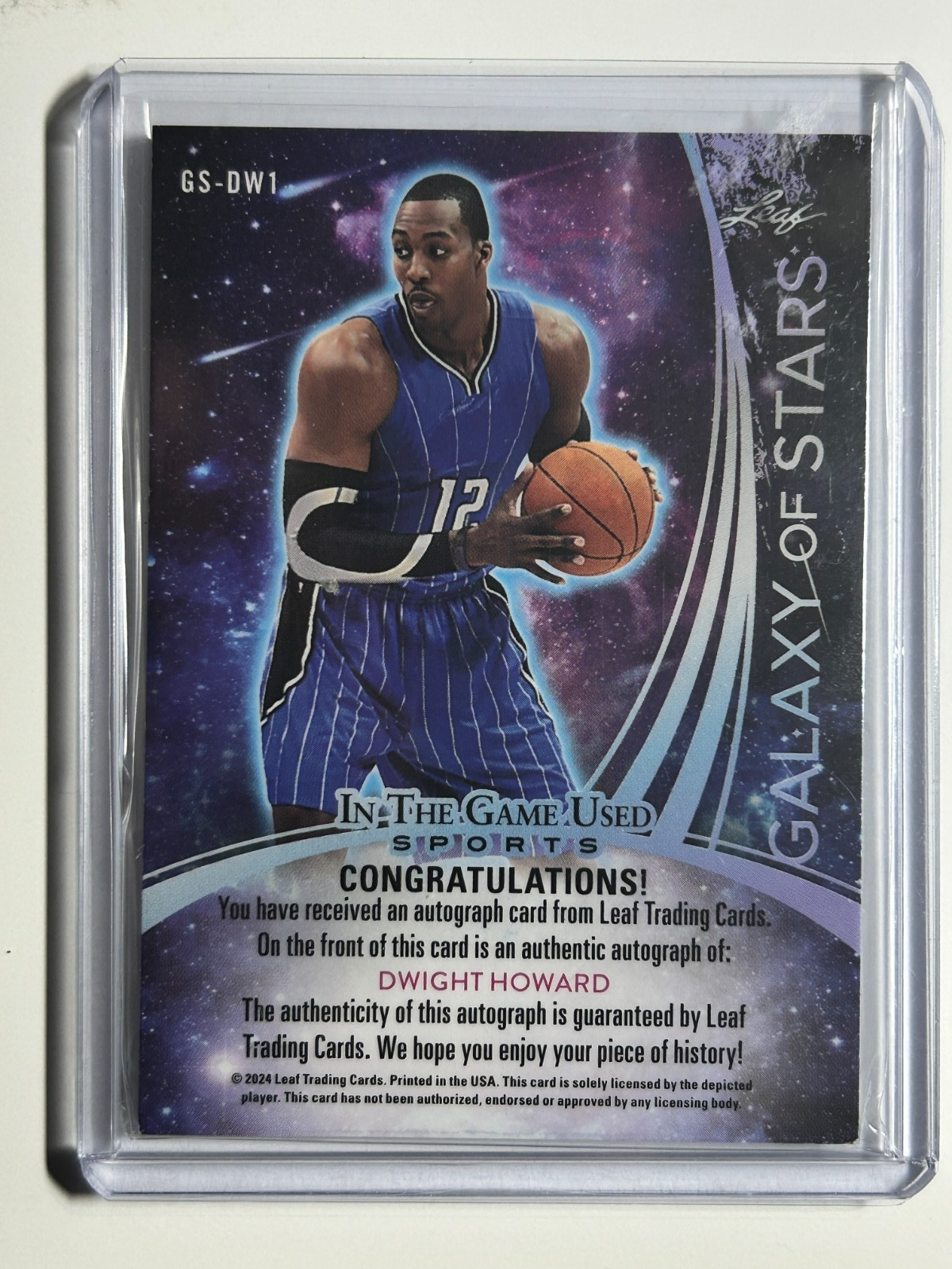 Dwight Howard AUTO #/12 Leaf Galaxy Stars 2024-25 In The Game Used Autograph HOF view 2