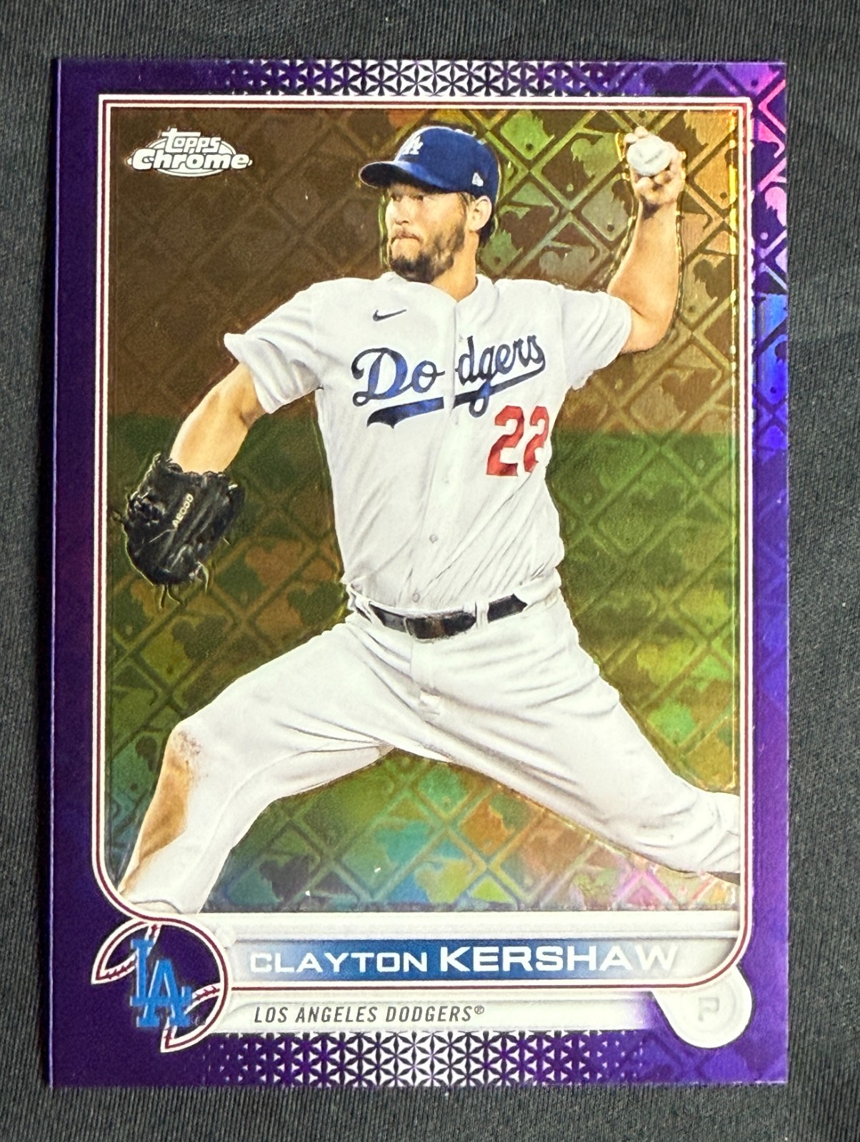 2022 Topps Chrome Clayton Kershaw Logofractor /250 Purple #23 Dodgers