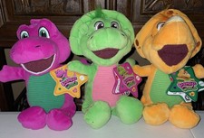 New/2024/Barney s World Set Baby Bop, Barney, Billy 10 PLUSH DINOSAURS