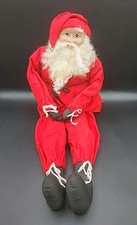 Vtg Santa Christmas Primitive Doll Folk Art Rag Doll 23 Linen Handmade