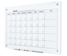 J J worldwide Magnetic Whiteboard Calendar, 3' x 2' Glass Wall Calendar Dry E...