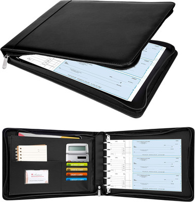 Antner Zippered 7 Ring Business Checkbook Binder Portfolio for 3-On-A-Page