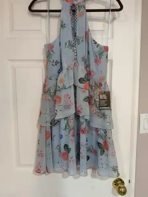 Express Womens Dress Size 8 Flower Light Blue with Beautiful Details | eBay Express Womens Dress Size 8 Flower Light Blue with Beautiful Details | eBay