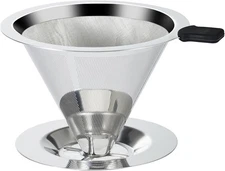 Pour Over Coffee Dripper Slow Drip Paperless Coffee Filter, Double Mesh Stainles