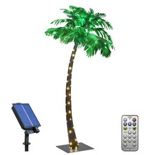 7FT Gorgeous Solar Palm Tree Artificial Tree, 152LED Lights, Decoration for O...
