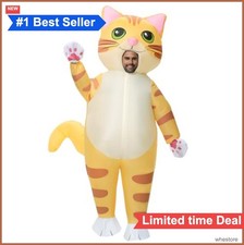 Inflatable Cat Costume Adult 62-75 Inch Polyester Yellow Unisex Blow Up Animal