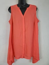 Apt. 9 Blouse Women's Size XL/0X Sleeveless Asymmetrical Hem V-Neck Sheer