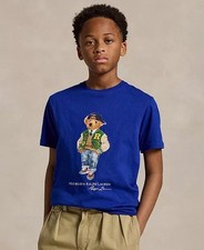 NEW Polo Ralph Lauren Varsity Polo Bear Graphic Print T-Shirt Youth XL Navy