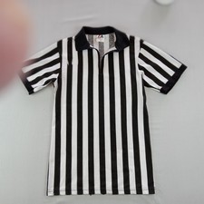 Majestic Referee short sleeved shirt Size S Blk/White Stripe with collar 1/4 zip