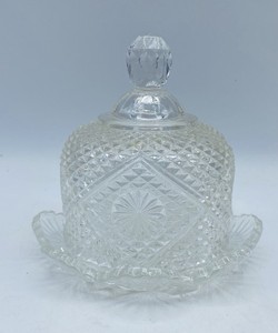 Vintage Avon Fostoria Crystal Covered Round Butter Dish with Domed Lid