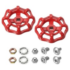 2 x Outside Faucet Handle Square Stem Hole 7x7mm Cast Steel Wheel Handle Red